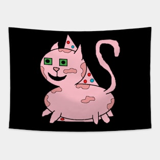 Pink Cat for a pink Christmas Tapestry