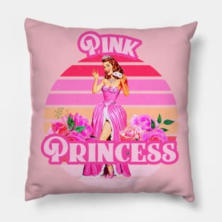 Pink Aesthetic: Pink Princess, Pink Kawaii Roses, Pink Lover, Pink Vintage Retro Sunset Pillow