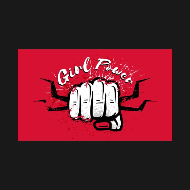 Girl Power Red White Black Social Distancing FaceMask for Fierce Strong Women by gillys