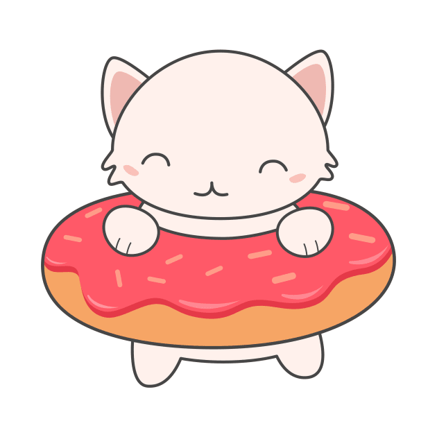 Kawaii Cute Donut Cat T-Shirt by happinessinatee