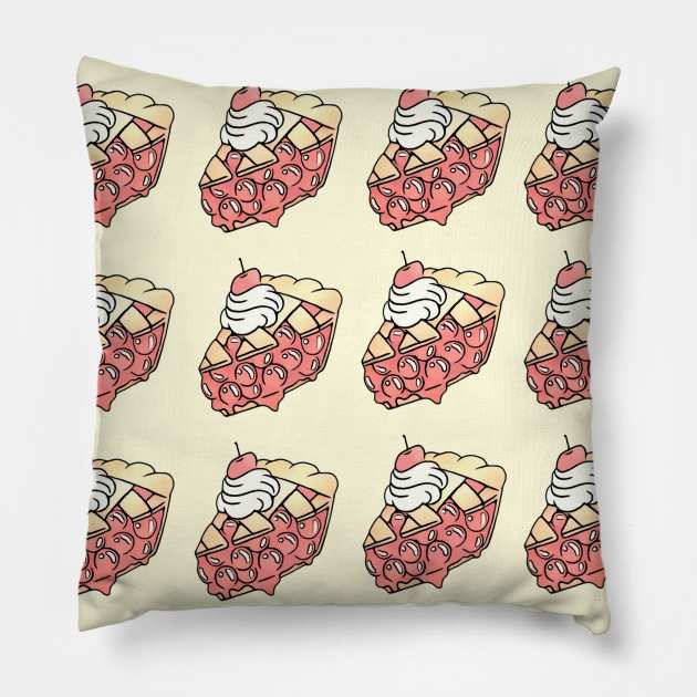 Cherry Pie Pattern Retro Pillow by Cosmic Latte