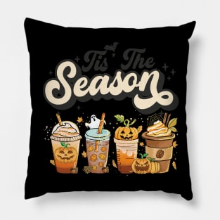 Tis The Season Pumpkin Spice Latte Halloween Fall Coffee Pillow