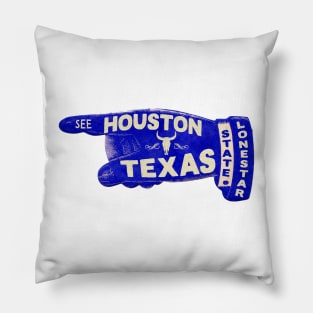 Vintage Houston Texas Travel Cow Cattle Lonestar State Bull Skull Pillow