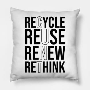 Recycle Reuse Renew Rethink Crisis Environmental Activism Pillow