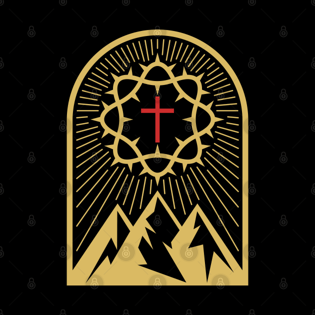 Crown of thorns, cross and mountains. by Reformer
