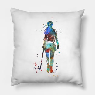 Field Hockey Player Girl Pillow