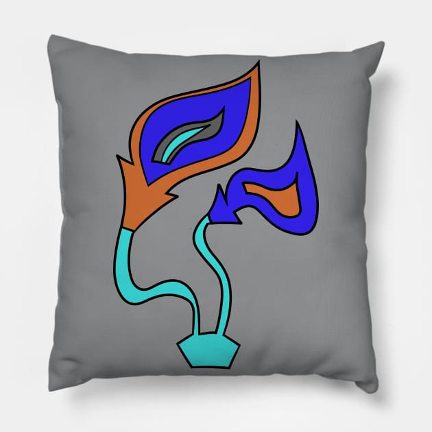 Funky Blue Fire Flowers Pillow by VazMas Design