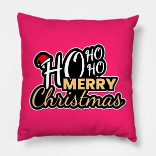 Ho HO HO Merry Christmas Santa Text Design Pillow