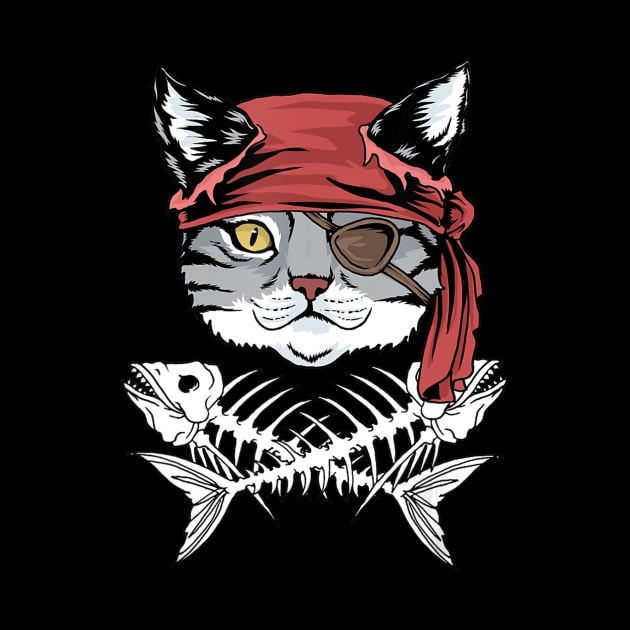 Cat Pirate TShirt Funny Cat Pirate Halloween by adrinalanmaji