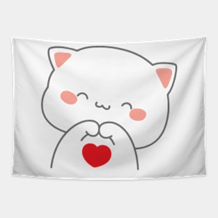 Cute Cat Love Tapestry