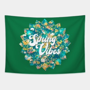 Spring Vibes Floral Geometric Art Tapestry