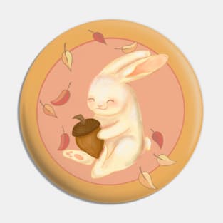 Fall Bunny With Acorn Pin