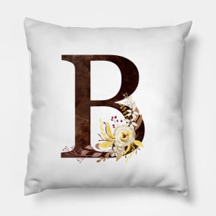 Floral Monogram B Lovely Autumn Foliage Pillow