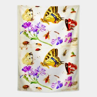 Butterflies, Other Insects, and Flowers by Jan van Kessel (Digitally Enhanced) Tapestry