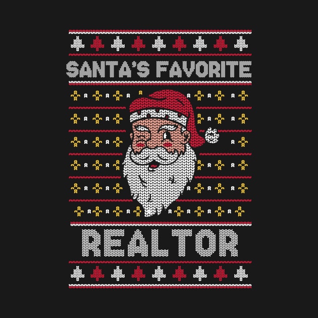 Santa's Favorite Realtor // Funny Ugly Christmas Sweater // Real Estate Holiday Xmas by Now Boarding