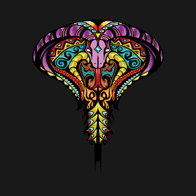 mosaic cobra: harlequin king - natural snake cobra art - tank top