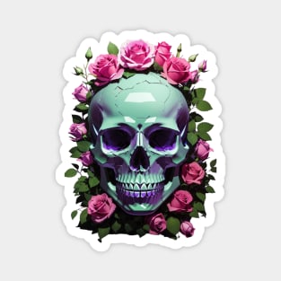 Urban Chic Meets Spooky Vibes: Green and Violet Skull Aesthetic Artwork for Halloween" Magnet