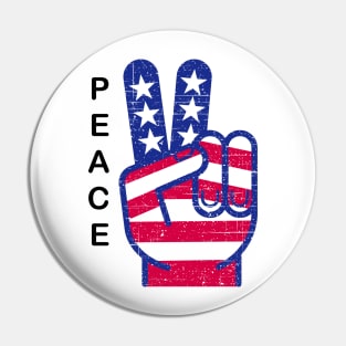 PATRIOTIC PEACE SIGN RED WHITE AND BLUE RETRO (word: PEACE) Pin