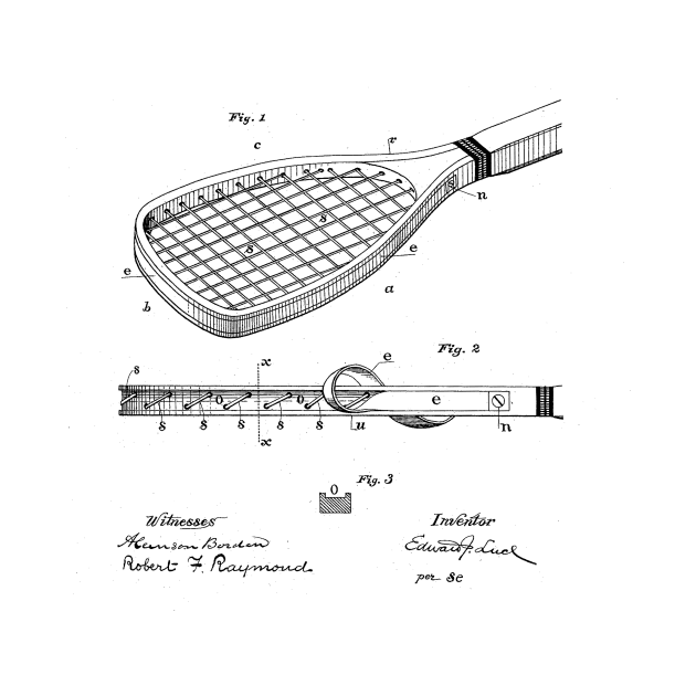 Construction of Tennis Rackets Vintage Patent Drawing by TheYoungDesigns