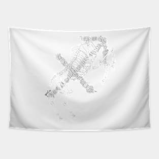 Sagittarius Skeleton - Black and White Tapestry