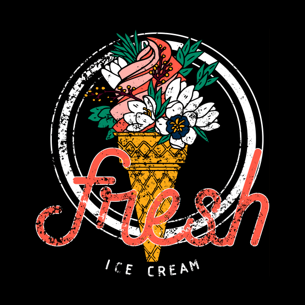 Vintage Fresh Ice Cream with Flowers by XOZ