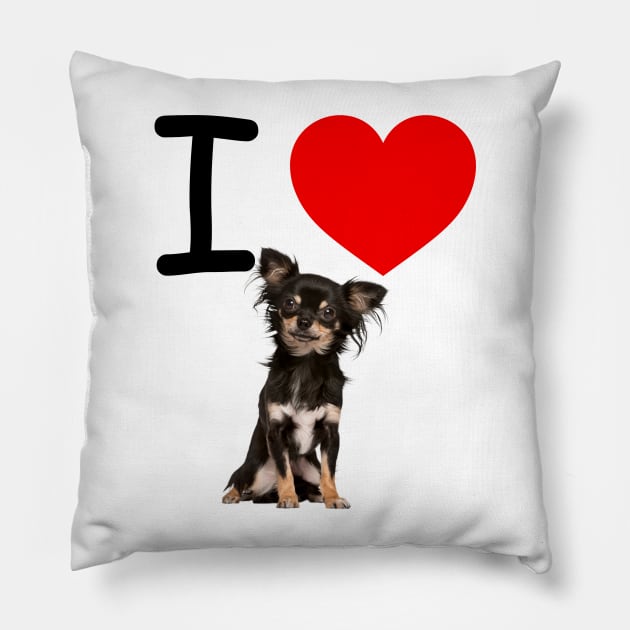 I HEART FLUFFY Chihuahua Pillow by EmoteYourself