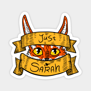 just sarah, curious fox illustration. personalized name gift. Magnet