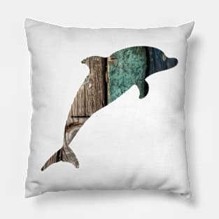 Distressed Wood Dolphin Pillow