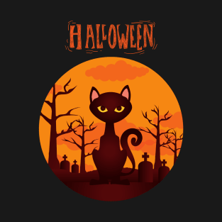 Black Cat Halloween T-Shirt