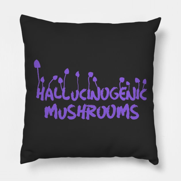 Hallucinogenic mushrooms, Magic Mushrooms, microdose mushrooms, psilocybin mushroom Pillow by One Eyed Cat Design