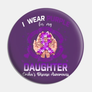 I Wear Purple For My Daughter Crohn's Disease Awareness Pin