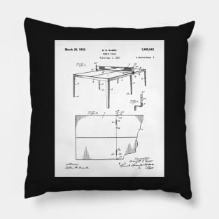 Table Tennis Patent - Ping Pong Fan Tennis Player Art - White Pillow