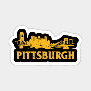 Pittsburgh Retro Skyline Bridge Vintage, Pittsburgh lovers Magnet