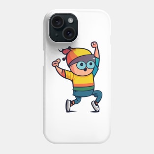 t-shirt design featuring a funny cartoon character doing a popular dance move, vibrant colors, and bold lines Phone Case