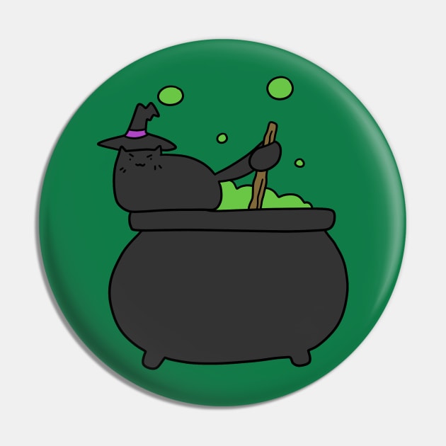 Black Cat and Bubbling Green Cauldron Pin by saradaboru