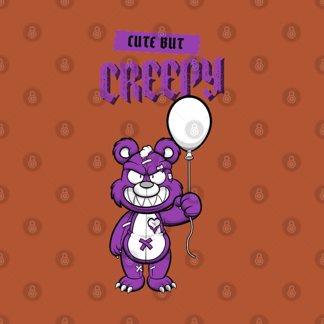 Cute but Creepy, Funny bear with a balloon design by Laiss_Merch 