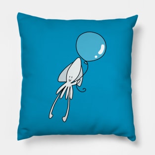 White Squid Blue Balloon Pillow