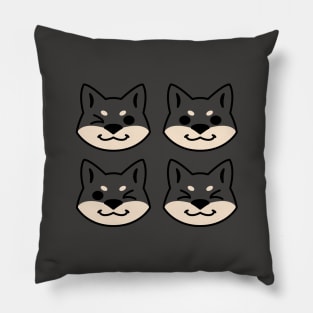 4 Shibas (Black and tan) Pillow