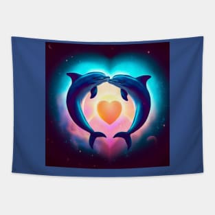 Dolphin Love . Tapestry