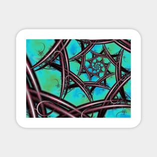 Verdigris Abstract Spiral Fractal Pattern Magnet