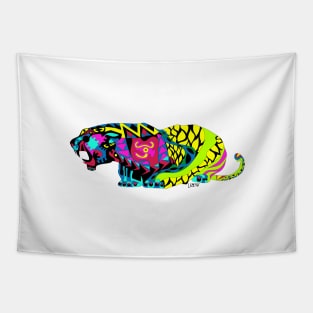 wild giant chinese tiger ecopop in mayan patterns art Tapestry