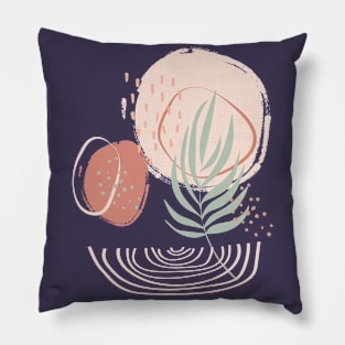 Abstract shapes lines and tropical plants digital design Pillow