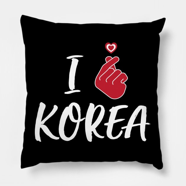 I Love Korea ( White Color Font ) Pillow by Sassify