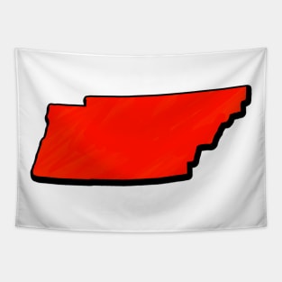 Bright Red Tennessee Outline Tapestry