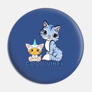 Good Vibes Mama and Baby Unicorn Cat Pin