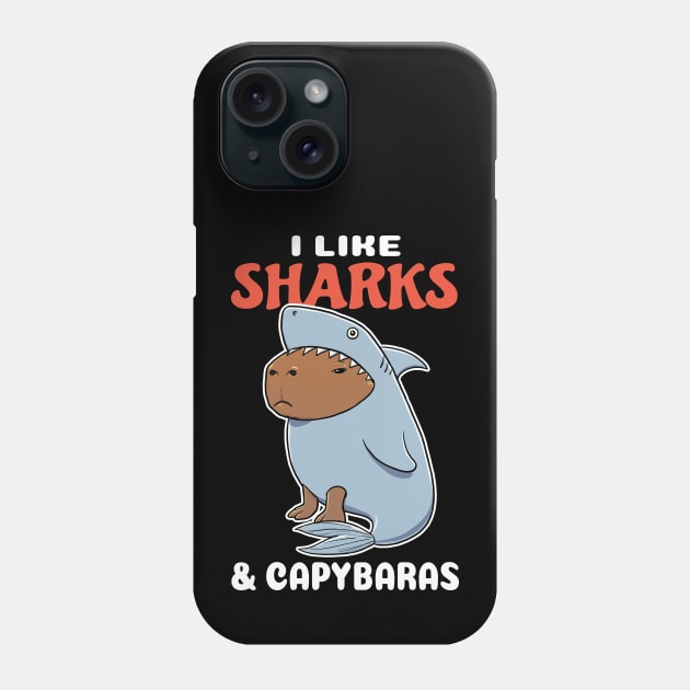 I Like Sharks and Capybaras Cartoon Phone Case by capydays