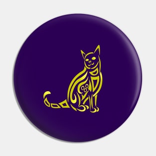 Cat Tribal Design Pin