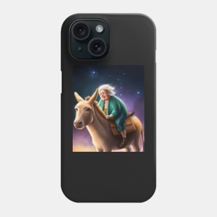 Old Woman Riding a Donkey Art Print Phone Case