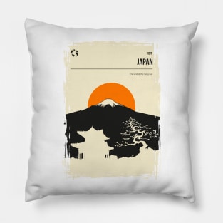 Japan Tokyo Mount Fuji Vintage Mininimal Travel Poster Pillow