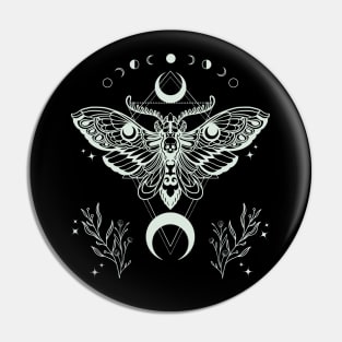 Luna Moth Skull Moon Phases Pin